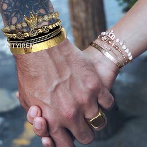 Bangle Luxury Couples Bracelet Roman Royal Charm Men Mulheres Pavor de Zircão Coroa Crown Braiding Set Bracelet Bracelet's Lovers Gift 230824