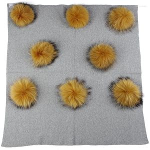 Decken wickeln mit echtem Pelz Pompom Feste Farbbettweite Wickeln warme Wolldecke Geborene Kinder Baby Reisen Schlafen