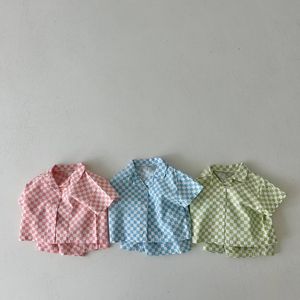 Rompers 2023 Sommarkläder Set Cotton Infant Boy Short Sleeve Lapel Tops Shorts 2st Suit Söta småbarnsflickor 230823