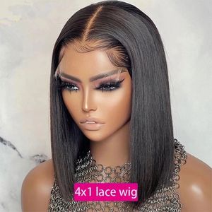 180% Density 4x1 T Part Short Bob Wig Straight Human Hair Wigs Brazilian Bone Straight Closure Wigs for Women on Sale Bling Hair
