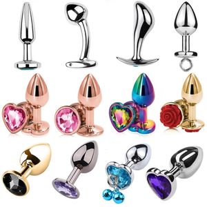 Cuecas calcinha tamanho pequeno metal anal contas butt plug mini arco-íris rosa ouro cristal jóias treinador vibrador masturbação brinquedo sexual 230824