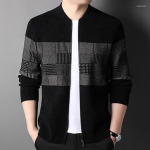 Maglioni maschili minglu cerniera con cerniera con cerniera di alta qualità primavera autunno autunno cardigan a quadigan maschio nero 3xl