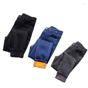 Women's Jeans Winter Women High Waist Denim Casual Trousers Female Elasticity Velvet Thick Warm Skinny Pencil Pants JH263