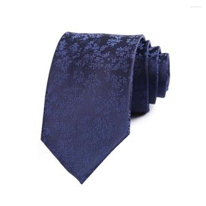 Bow Binds Vintage 7cm Herren Krawatte Marine Blau mit floralem Ascot für Mann Hochzeit Polyester Seiden Cravat Business Party Corbatas para