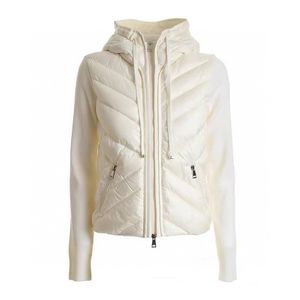 Arm Badge Womens Down Jacket Twill Design Hooded knit jacket Winter warm down jackets Size S--L