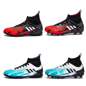 Nya höga toppfotbollsskor Herrmännens kvinnor Long Nail Tf Soccer Shoes Professional Youth Anti Slip Red Blue Orange Green Training Shoes