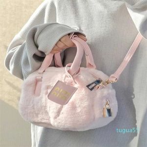 Shoulder Bags Sweet Handbags for Women Pink Messenger Bag Trendyol Cute Lady Casual Furry Cotton Shoulder Bag