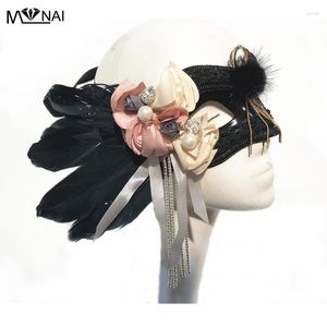 Party Supplies Girls Belly Dance Feather Floral Tassels Mask Venetian Masquerade Half Face Halloween Fancy Dress Gothic Ball Masks