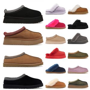 Tasman Slipper Tasarımcı Kabarık Kürk Slaytlar Kadın Tazz Terlik Platformu Loafers Ayakkabı Slip-On Disquette Kadın Bulanık Kürklü Plaka Formu Kar Kış Botları Boyut 35-44