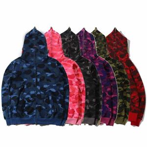 Tasarımcı Sonbahar Erkekler Hoodie Tam Ferman Up Shark Hoodie Ceket Hoodie Sweatshirt Erkekler Kadın Kazak Uzun Kollu Bapessss Tech Tech Poleece Cardigan Boyutu 50kg-90kg Peluş