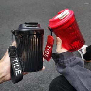 Water Bottles Coffee Cup Ins Style Direct Drinking Bottle With Lifting Rope 450Ml Plastic Outdoor Portable Car Cups Fashion Mug