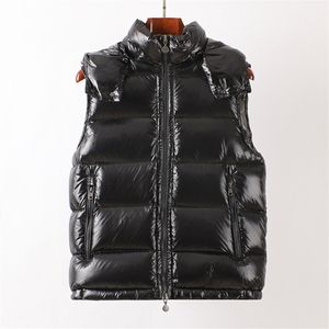 Topstoney Men's Down Vest på hösten och vintern New Hooded Bright Short Outter Vest Par Thicked Vest Loose Hooded Jackets 2104