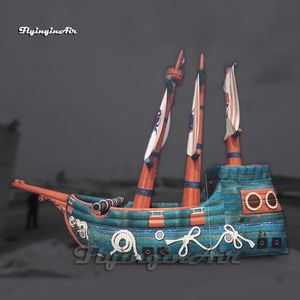 Amazing Large Inflatable Pirate Ship Sailing Vessel Model Air Blow Up Boat Replica With Blower For Sea Theme Party Event