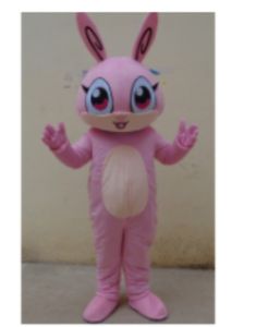 Costume da mascotte animale coniglio rosa di Pasqua Costume di Halloween Set vestito da fantasia per adulti