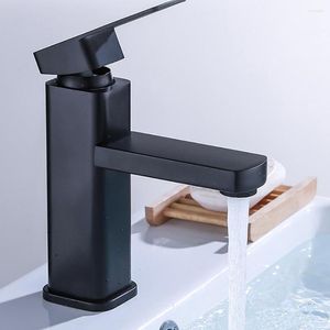 Bathroom Sink Faucets Black Faucet Cold Water Mixer Tap Deck Mounted Stainless Steel Paint Basin Kitchen Accessories