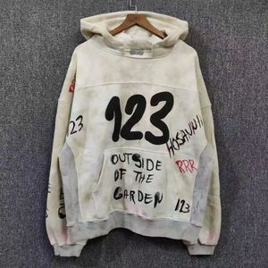 Męskie dresy rrr123 bluza mężczyźni kobiety Wysokiej jakości swobodny ciężki tkanina pullover patchwork krawat vintage Hiphop Streetwear 230824