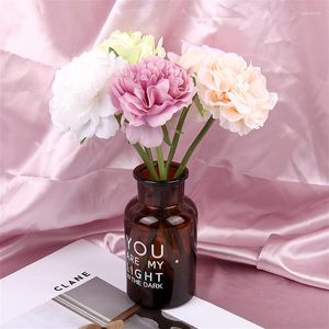 Kwiaty dekoracyjne 1PCS Różowy jedwabny różowy bukiet piony dla domów ślubnych