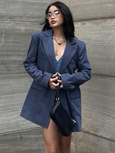 Ternos femininos Autumn moda jeans azul blazers para mulheres 2023 Office's ladre de casaco reto casual Button Jackets Streetwear