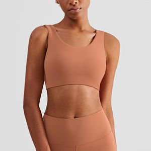 Roupa de ioga cor de cor sólida mulher fitness sutness sports sports top profunda u colete apertado com ginástica de peito removível fêmea fêmea fêmea feminina