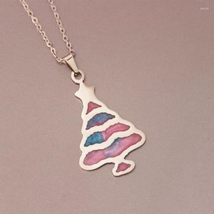 Pendant Necklaces Christmas Gift Color Tree Stainless Steel Necklace Ladies Children Holiday Jewelry Gifts