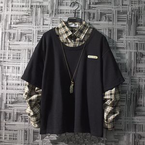 Men's Hoodies Men Sweatshirts Csual Harajuku Hip Hop Oversize Man Pattern Printing T-shirts Loose Plaid Long Sleeve Sweater Jacket