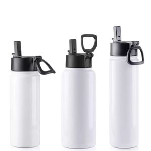 Sublimation Water Bottle Travel Flask Sports Caneca de 12 onças de 18 onças 24 oz de aço inoxidável largo Copo de vácuo isolado pela boca larga