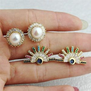 Stud Earrings 10pair/lot Cz Micro Pave Earring Cubic Zirconia Charm Jewelry Good Quality Plating