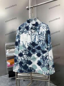 Xinxinbuy Männer Designer Coat Jacke Seetang Korallendruck Langarm Frauen grau schwarzgrün Khaki S-4xl