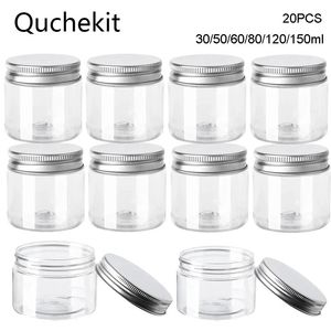 Bottles Jars 20Pcs 30506080120150ml Storage Jars With Lids Aluminum Round Canister Empty Plastic Cosmetic Jars Food Travel Bottle Pot 230824