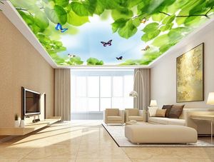 Wallpapers Po Wallpaper Living Room Bedroom KTV Ceiling Murals Blue Sky White Clouds Greenery Vine Mural