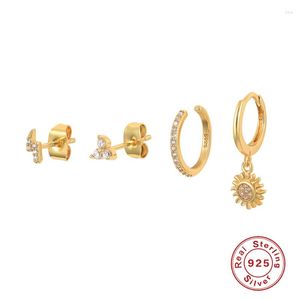 Brincos de garanhão Canner for Women 4pcs/ set S925 Silver Star Moon 2023 Trend Pingcing Pendientes Jewelry Kolczyki