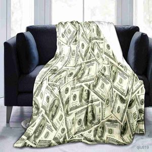 Filtar dollar pengar mjukt kast filt för barn flanell filt för säng soffa varm fuzzy kast filt mysig R230824