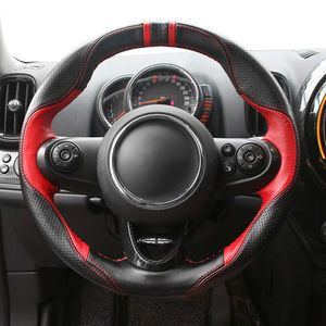 El Dikiş Mini Cooper S One Countryman Clubman R60 F54 F55 F56298Z için Orijinal Deri Araç Direksiyon Kapağı Anti-Slip Slip