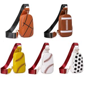 Bolsas de cintura bolas imprimindo pu de couro futebol feminino futebol crossbody saco de peito saco de peito vintage versátil beisebol fanny packs 230823