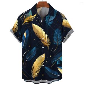 Herren lässige Hemden übergroße Hemd Grafik Top Sommer Hawaiian für Männer 3d Federdruck Kurzärmel Streetwear Fashion 5xl