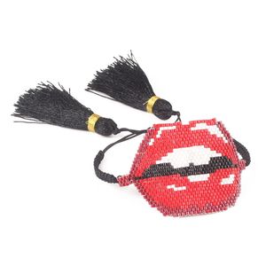 Bangle Go2Boho Red Sexy Lip Miyuki Pärlor Handgjorda armband för modekvinnor i trendiga smycken Summer Chic Jewellery 230824