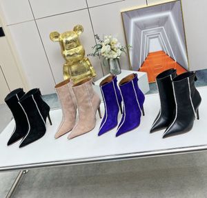 Aquazzuras Heels Boot Designer Velvet Süet Deri Yürüyüş Şov Botları Kadın Moda En İyi Kualite Kış Stilleri Matignon Bootie Yüksek Topuk
