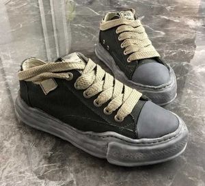 Maison Mihara Yasuhiro Canvas Mmy Shoes Löst skor klackband tvättade män och kvinnors tjocka sulor förhöjda casual skor