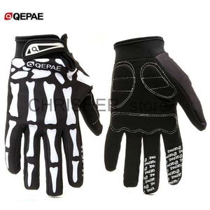 Luvas de ciclismo Qeqae esqueleto padrão unisex dedo completo bicicleta ciclismo motocicleta moto corrida equitação luvas de bicicleta para mulheres e homens x0824