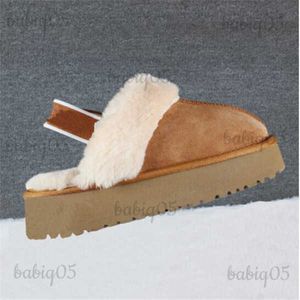 Chinelos de salto plano ponto quente chinelos de pelúcia feminino exterior sapatos de fundo grosso botas de algodão de neve por atacado babiq05