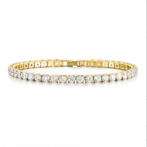 Fashioh hip hop 4mm cz tennis bracelet White Cubic zircon beads men bangle chains strand bracelets for women pulseiras bijoux silver crystal bracelets