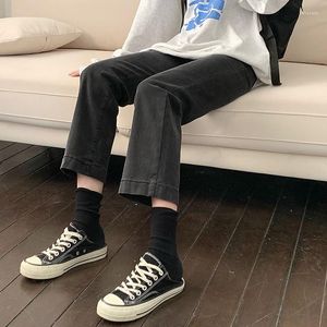 Jeans femininos Black Spring Summer Nine Point Coreano Elastic Slim Fit Ciay High Colo