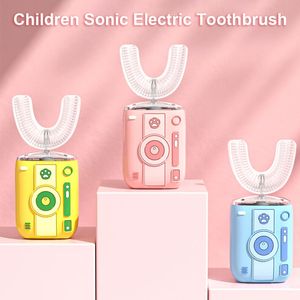 Toothbrush Kids Sonic Electric Toothbrush Cute Cartoon U-shaped Brush Head Rechargeable Children's Soft Bristle Cleaning Tooth Brush 230824