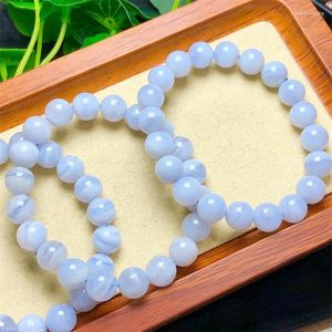 Bangle Natural Blue Lace Agate Armband Square Bead Crystal Healing Stone Fashion Gemstone Jewelry Gift 1st 9/10mm