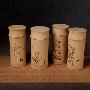 Storage Bottles Large Capacity Natural Bamboo Jars For Bulk Products Kitchen Accessories Container Bottle Spices Tea Box Caddy Sealed