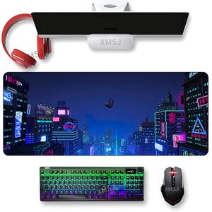 Mouse Pads Bilek Rests Renkli Night City Dizüstü Klavye PC Oyun Oyun Oyun Masaüstü Halı Anti Slip Büyük Pad Aksesuarları Mousepad Masa Masmat 230823