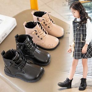 Boots Winter Fashion Kids Boots Warm Plush Princess Leather Shoes Children's Cotton Boots For Boys And Girls Black Pink 2-13T L0824