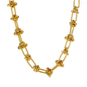 Correntes Colar vintage de aço inoxidável para mulheres Chain Clavicle Fashion Bracelet Jewelry Girls Party Gift Set