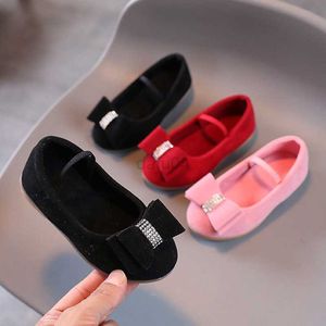 Flat shoes Girls Shoes Vevelt Boat Shoes Bling Bow Ballet Flats Kids Slip on Crystal Princess Shoes Elastic Band Mary Janes Shoes Children L0824