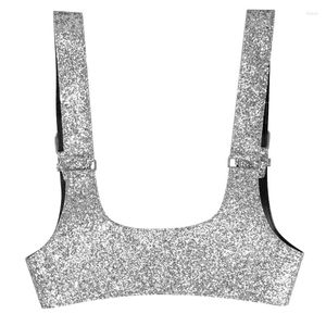 Bälten Sexiga kvinnor underbust korsett med justerbar axelremkvinna Full paljetter Masquerade Party Crop Top Slimming